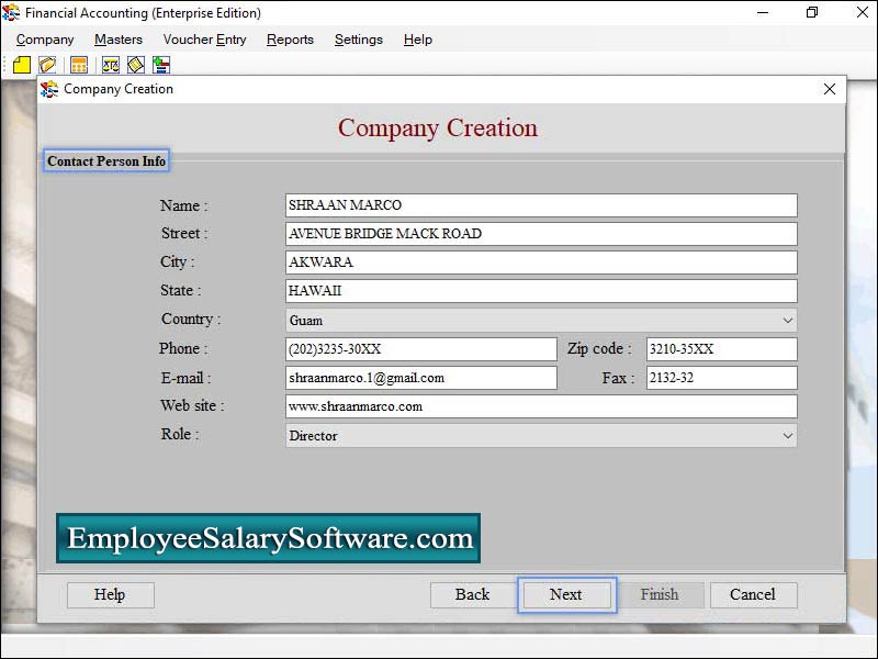 Bookkeeping Software Screenshot